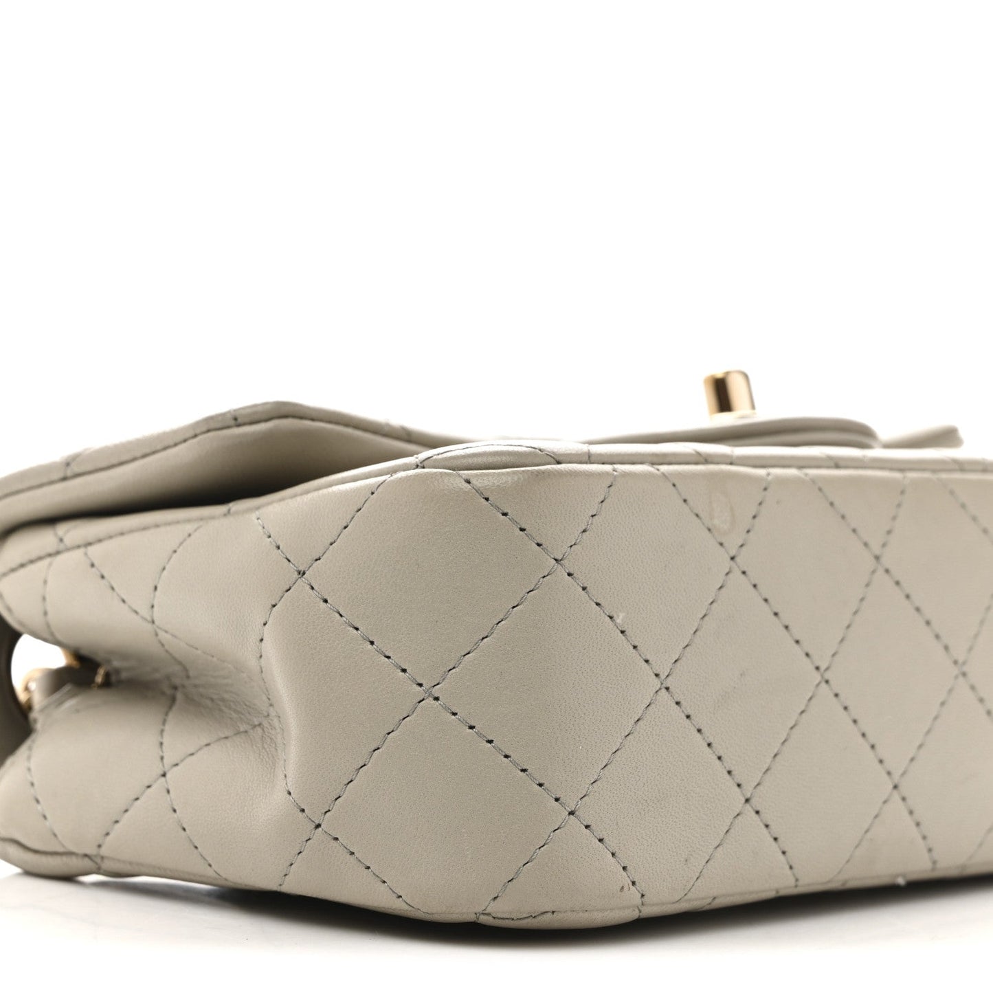 Lambskin Quilted Mini Rectangular Flap Grey