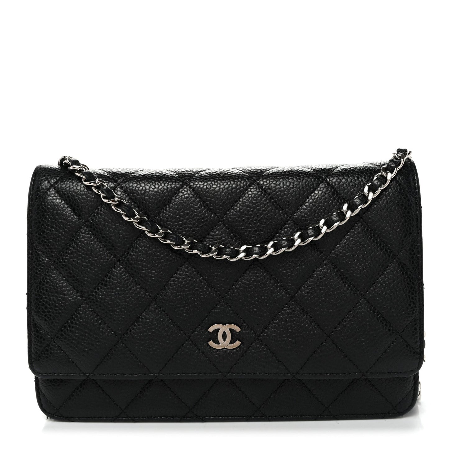 Caviar Quilted Wallet on Chain WOC Black