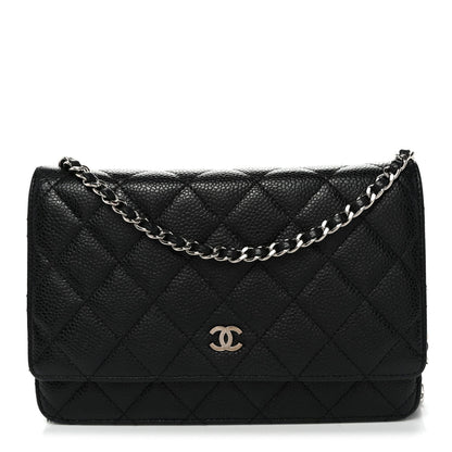 Caviar Quilted Wallet on Chain WOC Black