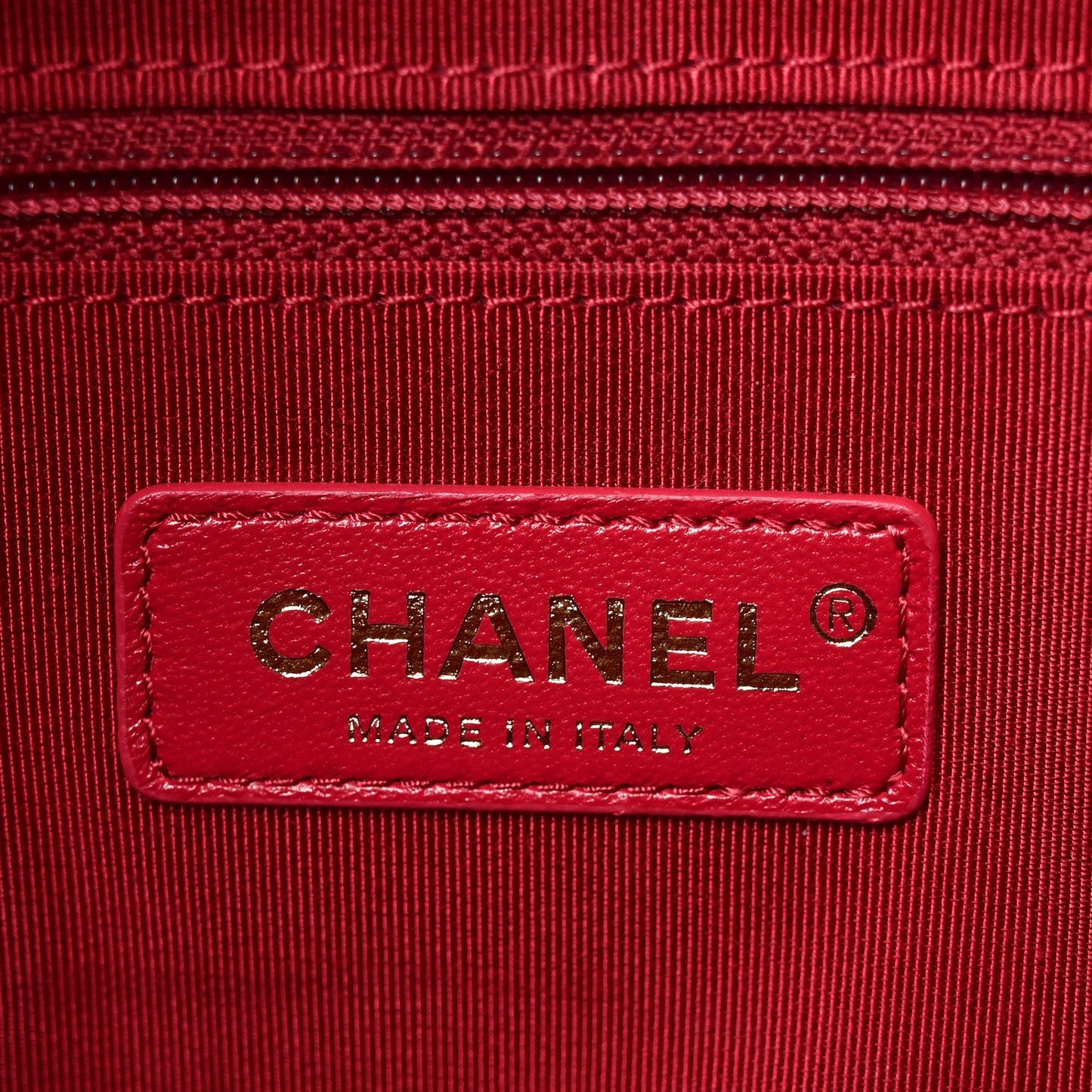 Shiny Aged Calfskin Shopping Bag Red