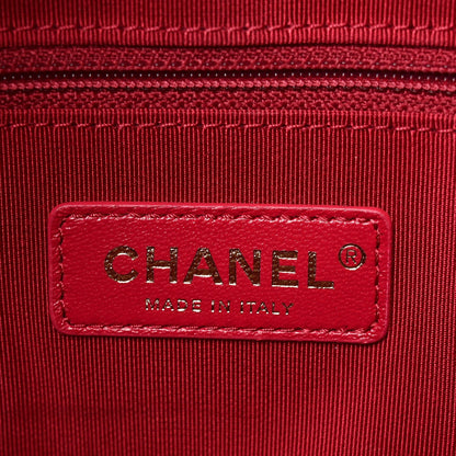 Shiny Aged Calfskin Shopping Bag Red
