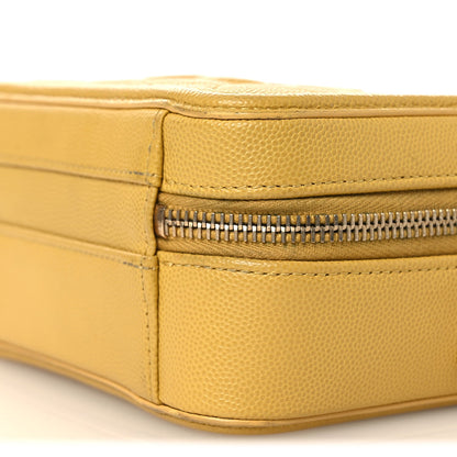 Caviar Quilted Small CC Filigree Vanity Case Yellow