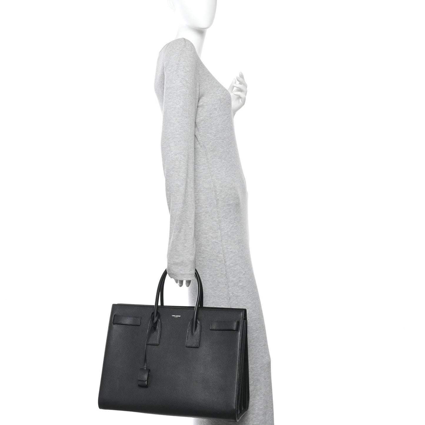 Grained Calfskin Large Sac De Jour Carryall Black