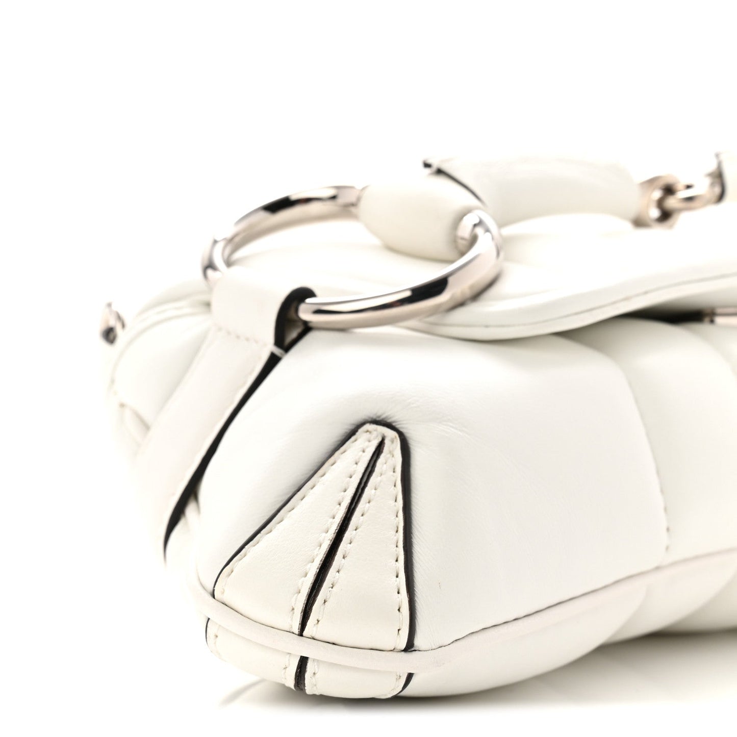 Nappa Vertical Matelasse Small Maxi Horsebit Chain Shoulder Bag Great White