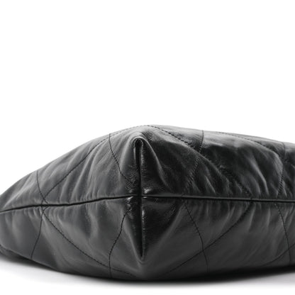 Shiny Calfskin Quilted Monochrome Small Chanel 22 Black