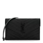 Grain De Poudre Matelasse Chevron Monogram Monochrome Envelope Chain Wallet Black