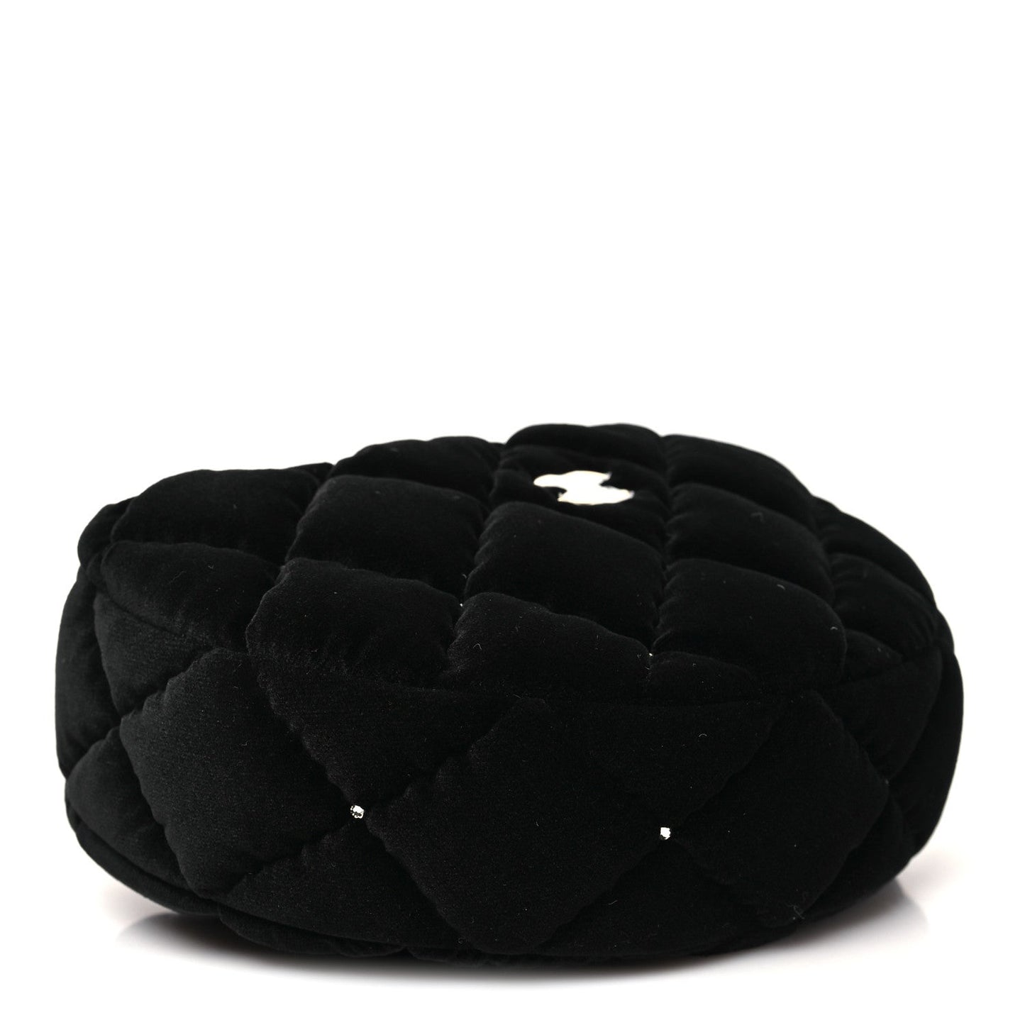 Velvet Diamanté Quilted Pocket Pouch Hobo Black