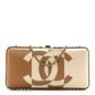 Lambskin CC Stitch Chain Around Clutch  Beige White