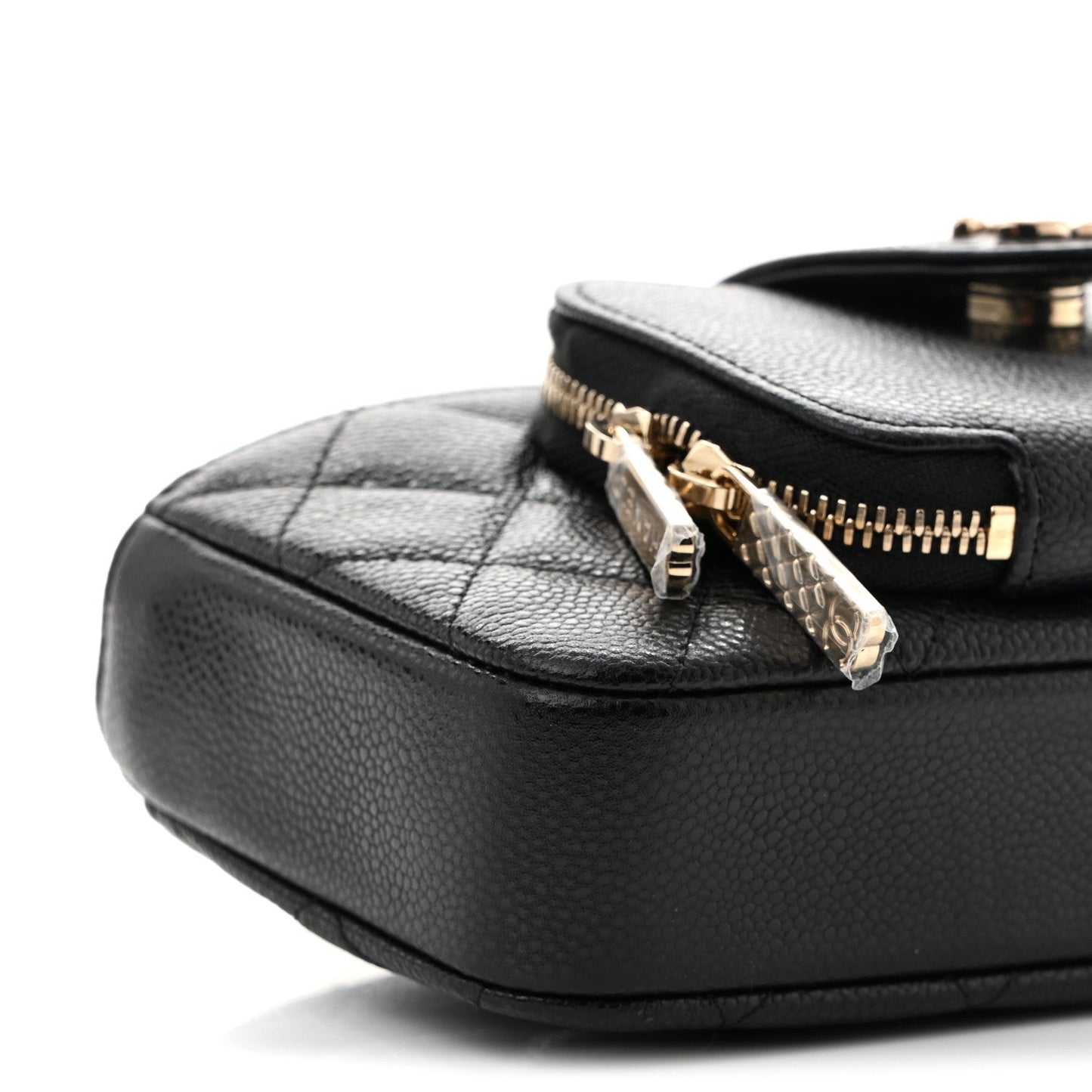 Caviar Quilted Business Affinity Phone Holder With Chain Black