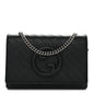 Sakai Be Green Calfskin Diagonal Stitched Blondie Wallet on Chain Black