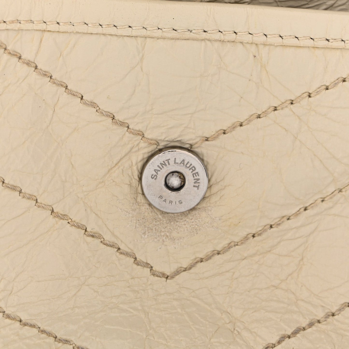 Crinkled Calfskin Matelasse Monogram Baby Niki Chain Satchel White