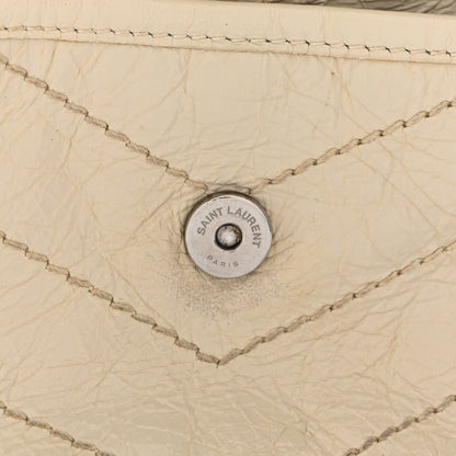 Crinkled Calfskin Matelasse Monogram Baby Niki Chain Satchel White