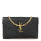 Grain De Poudre Matelasse Chevron Monogram Chain Wallet Black