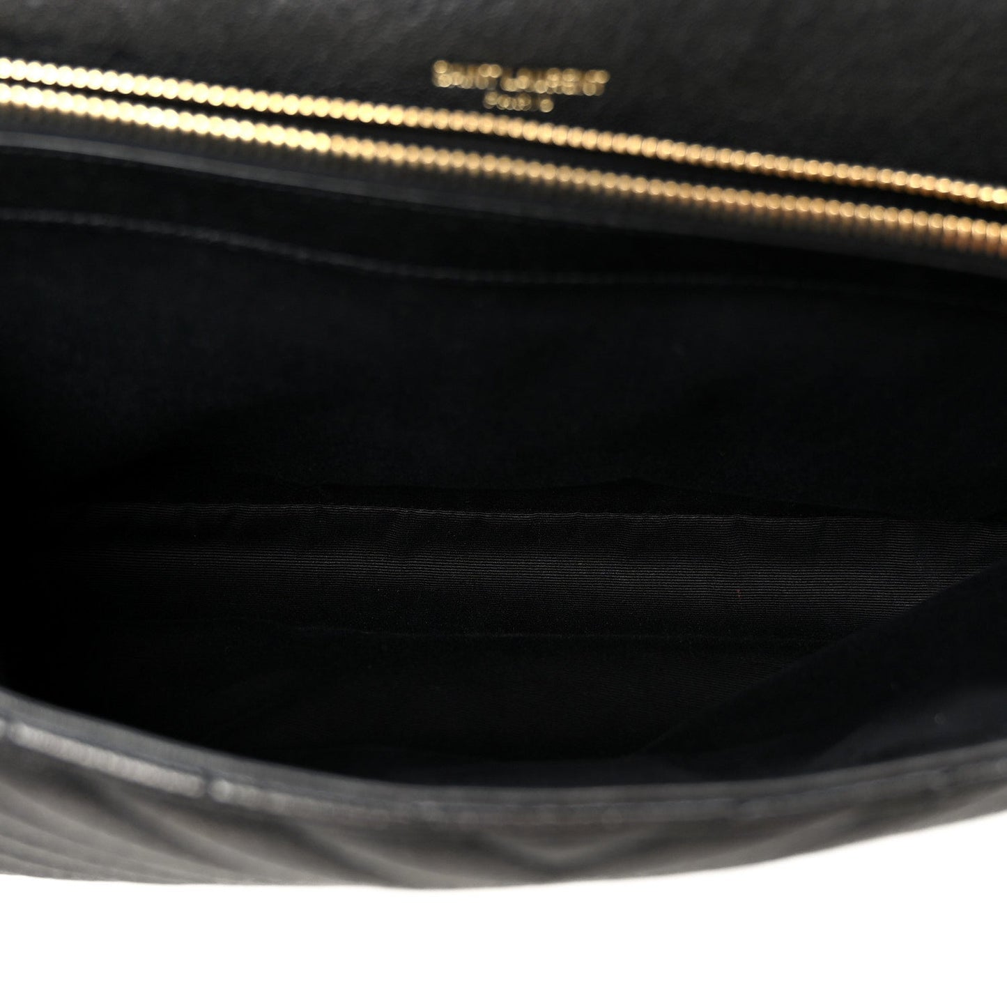 Sheepskin Matelasse Chevron Monogram Large College Satchel Black