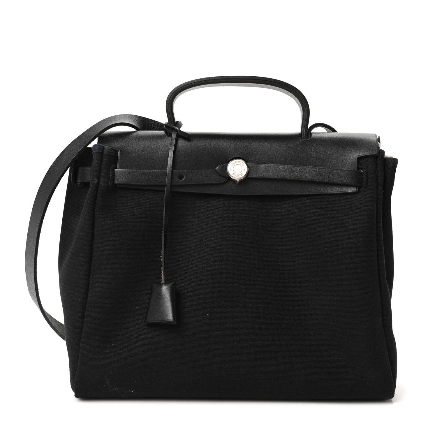 Toile Vache Calfskin Herbag 30 PM Ficelle Black