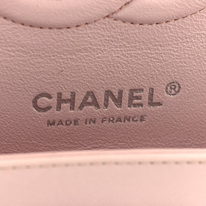 Lambskin Quilted Medium Double Flap Light Pink