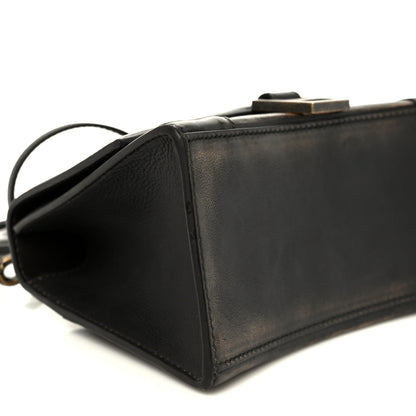 Used Calfskin Small Hourglass Top Handle Bag Brown