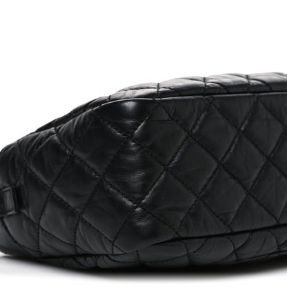 Aged Calfskin Quilted Medium Reissue Camera Case Black