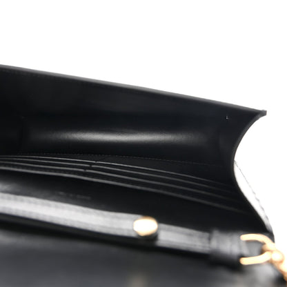 Shiny Calfskin Triomphe Margo Wallet on Chain Black