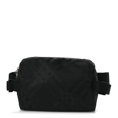 Nylon Jacquard Check Belt Bag Black