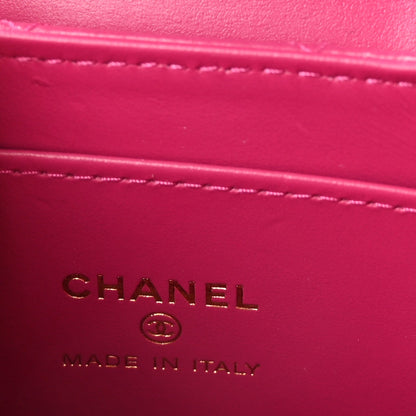 Shiny Aged Calfskin Quilted Mini Nano Kelly Shopper Dark Pink