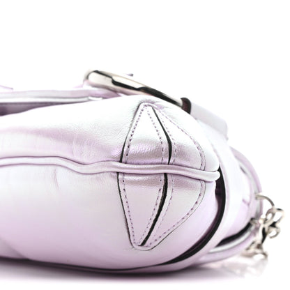 Iridescent Nappa Vertical Matelasse Medium Maxi Horsebit Chain Shoulder Bag Escape Pink