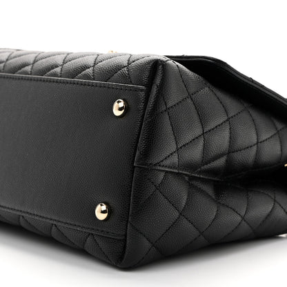 Caviar Quilted Small Coco Handle Flap Black