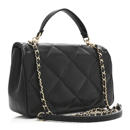 Lambskin Quilted Small Easy Carry Flap Black