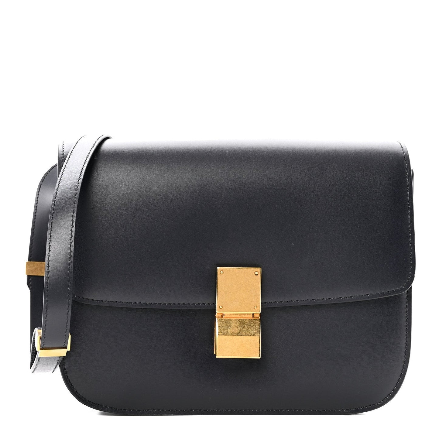 Box Calfskin Medium Classic Box Flap Bag Navy
