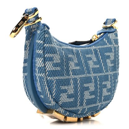 Denim Effect Fabric Jacquard FF 1974 Nano Fendigraphy Hobo Charm Blue White