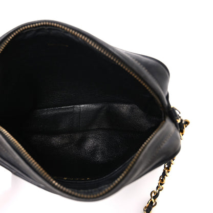 Lambskin Quilted CC Tassel Camera Case Black