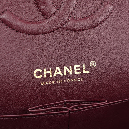 Lambskin Quilted Medium Double Flap Burgundy