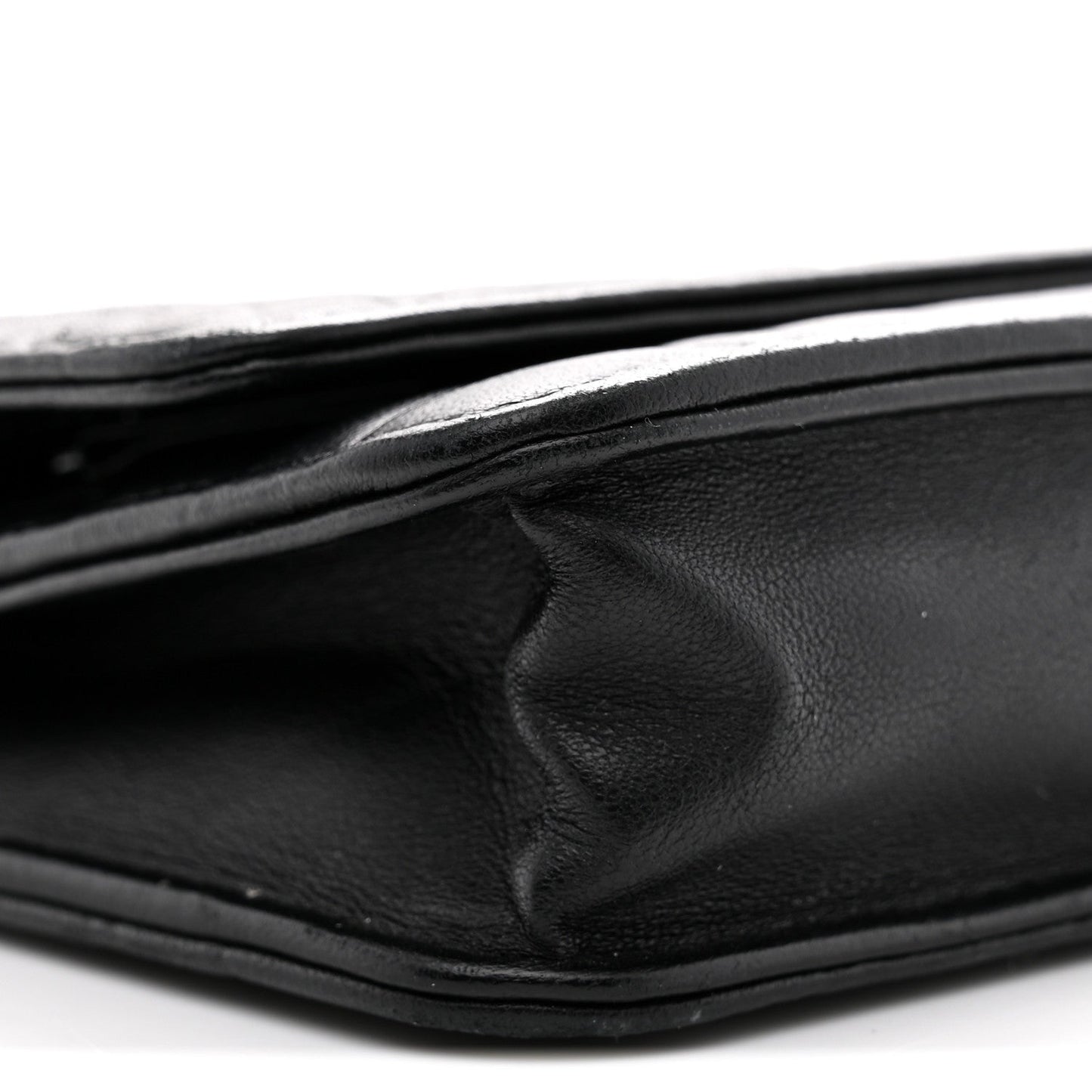 Lambskin Camellia Embossed Wallet On Chain WOC Black