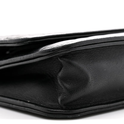 Lambskin Camellia Embossed Wallet On Chain WOC Black