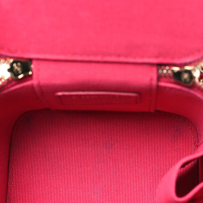 Lambskin Quilted Mini Top Handle Vanity Case With Chain Dark Pink
