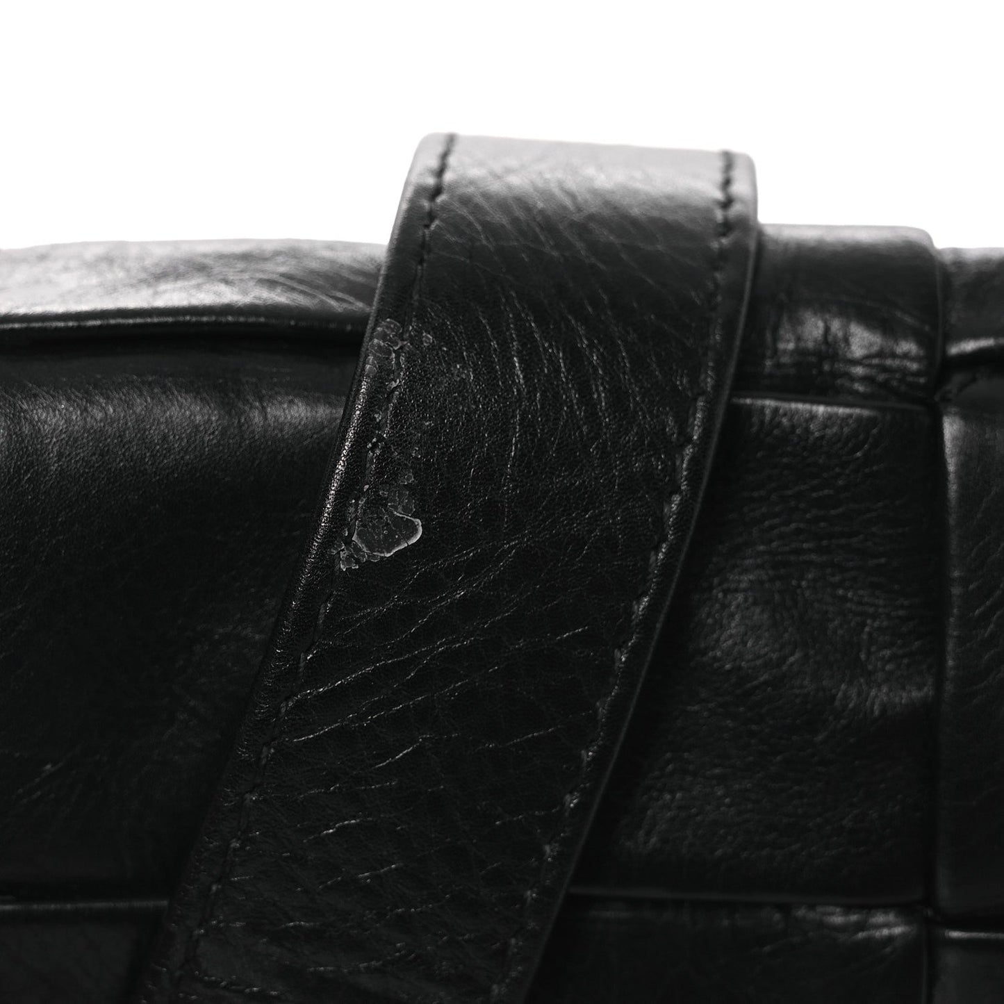 Paper Calfskin Maxi Intrecciato Small Cassette Crossbody Bag Black