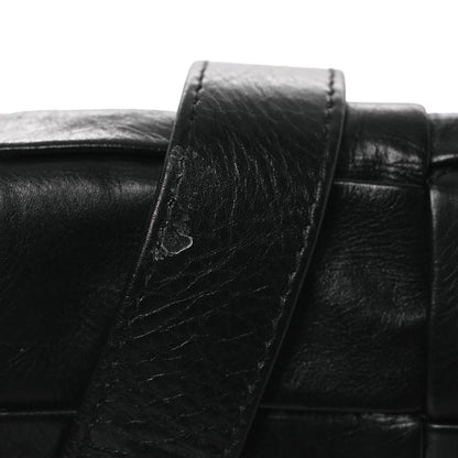 Paper Calfskin Maxi Intrecciato Small Cassette Crossbody Bag Black