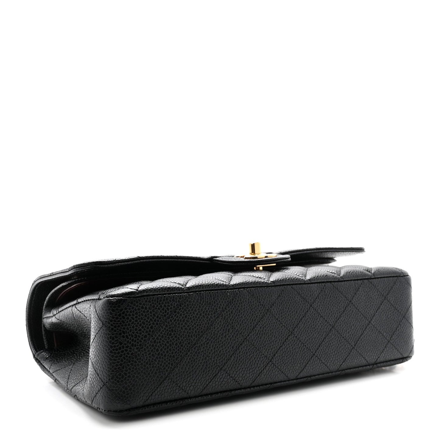Caviar Quilted Medium Double Flap Black