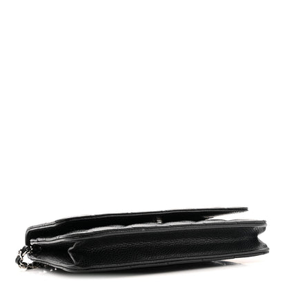 Caviar Quilted Wallet on Chain WOC Black