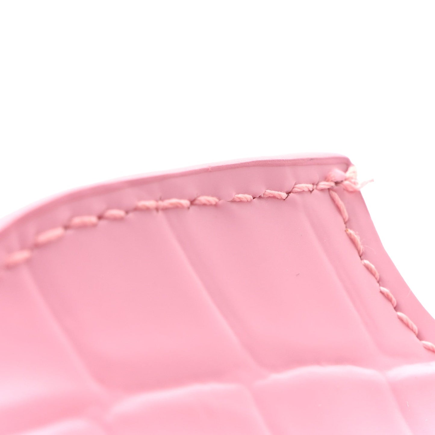 Semi Shiny Calfskin Crocodile Embossed Neo Classic Silver Hardware Mini City Pink