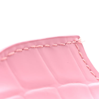 Semi Shiny Calfskin Crocodile Embossed Neo Classic Silver Hardware Mini City Pink