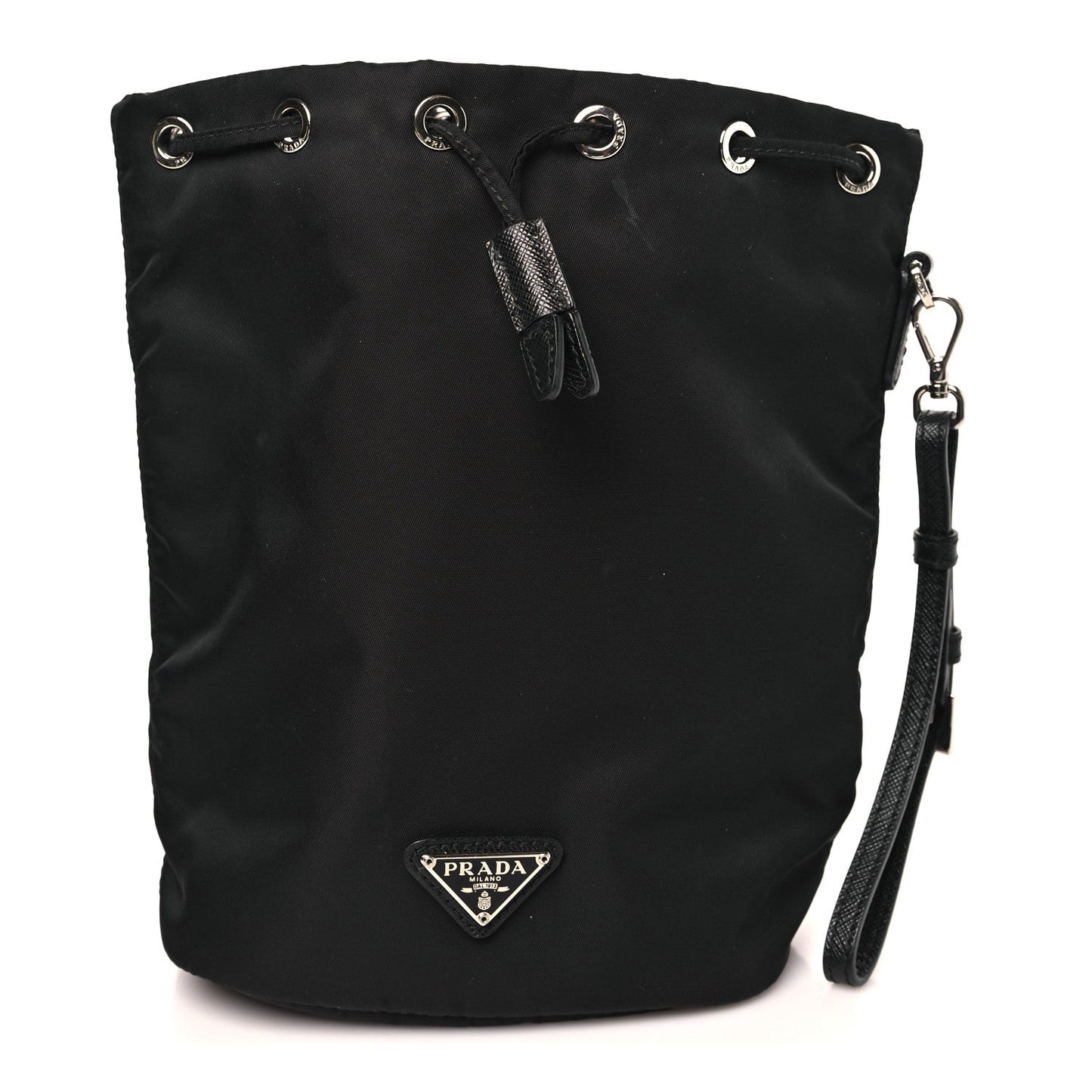 Re-Nylon Vela Drawstring Wristlet Pouch Black