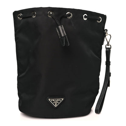 Re-Nylon Vela Drawstring Wristlet Pouch Black