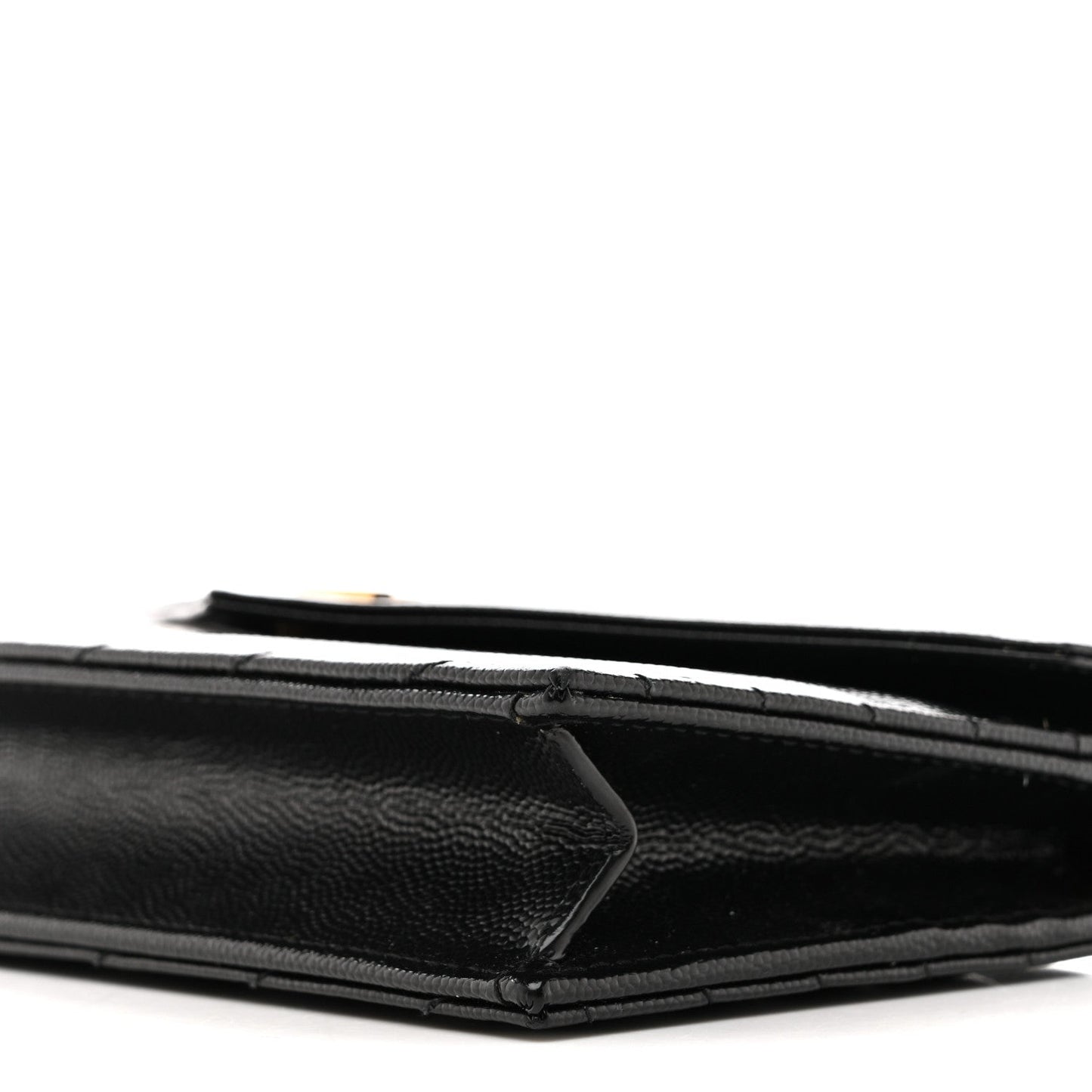 Grain De Poudre Matelasse Chevron Monogram Envelope Chain Wallet Black