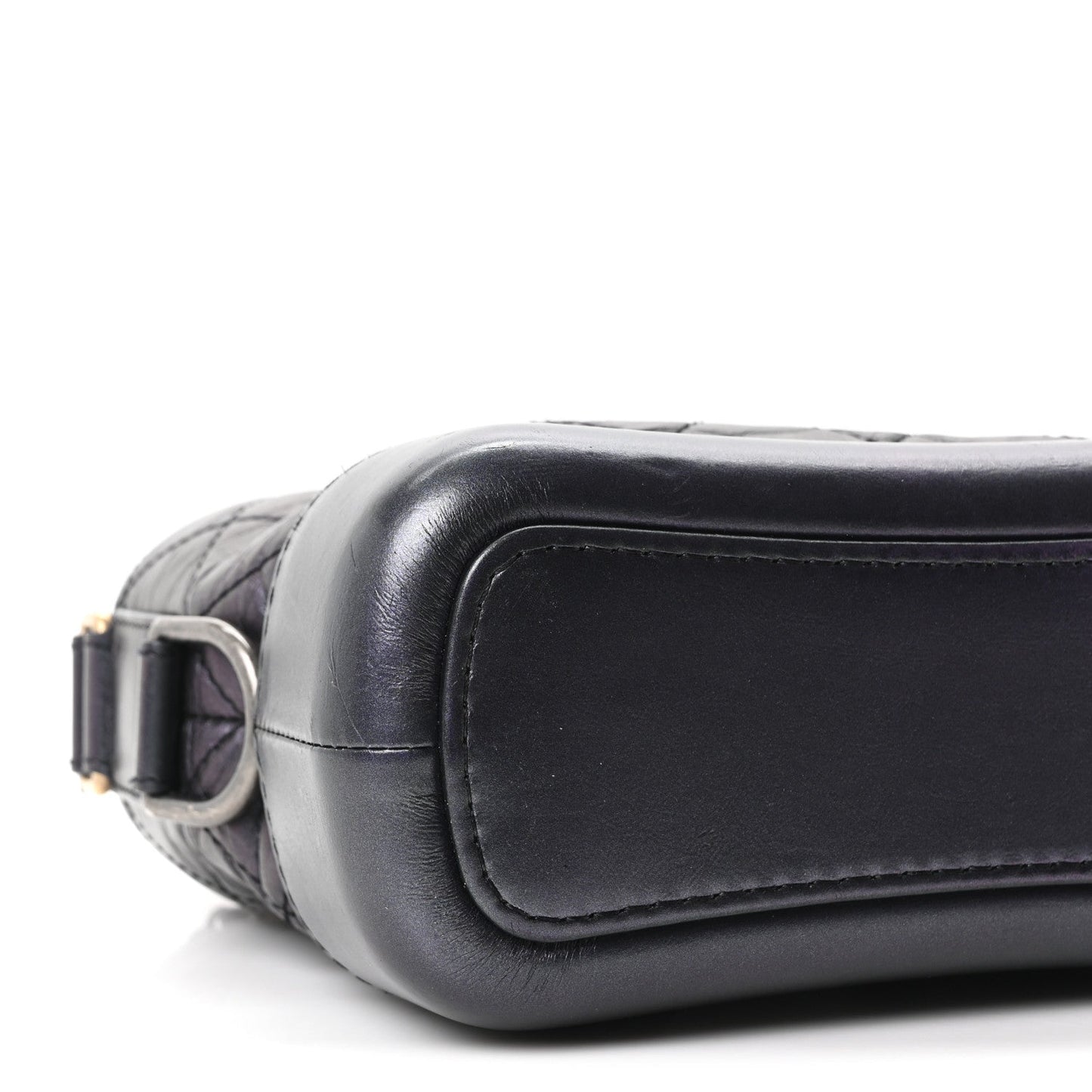Iridescent Aged Calfskin Quilted Small Gabrielle Hobo Black