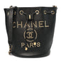 Caviar Deauville Drawstring Bucket Bag Black
