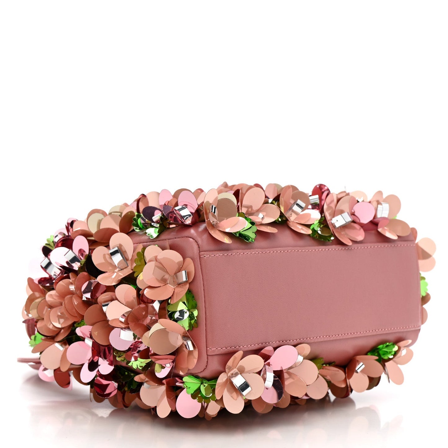 Calfskin Flower Charm Embellished Mini Lady Dior Pink