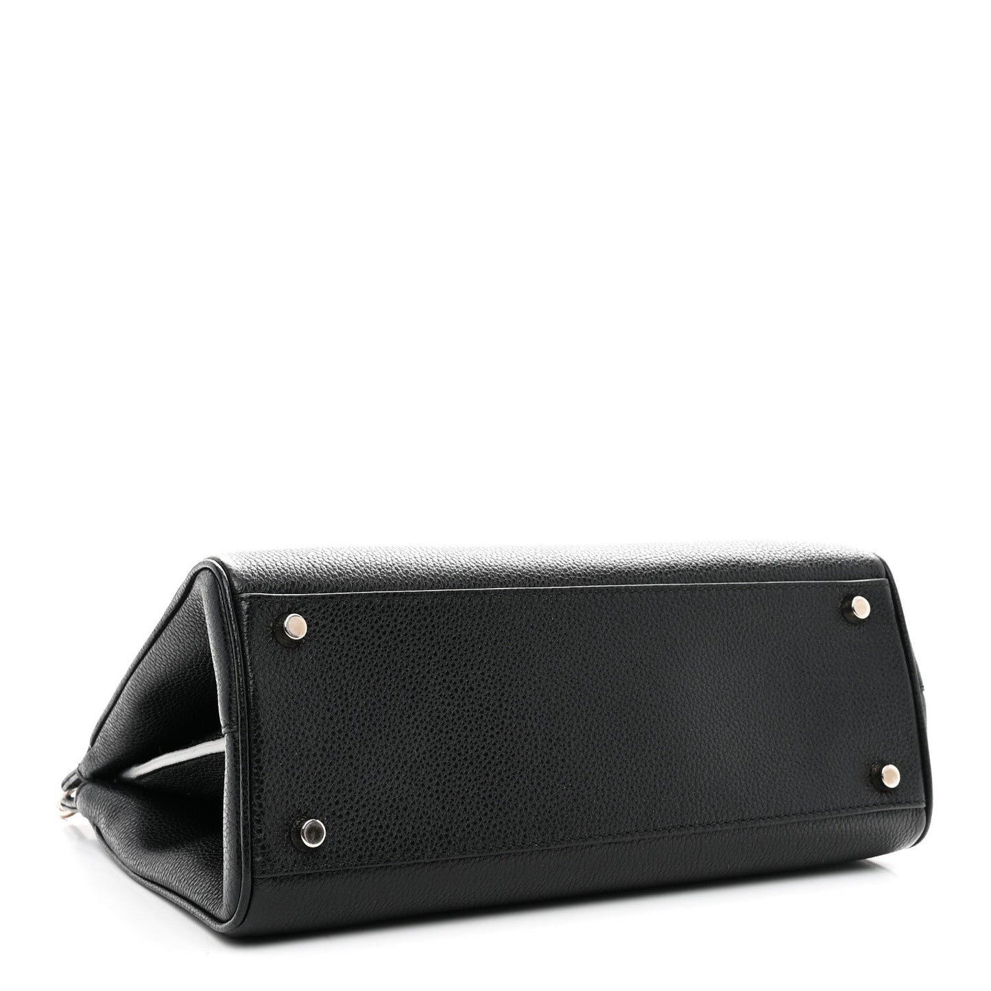 Grainy Calfskin Small Zumi Top Handle Bag Black