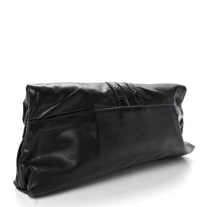Calfskin Bamboo Croisette Clutch Black