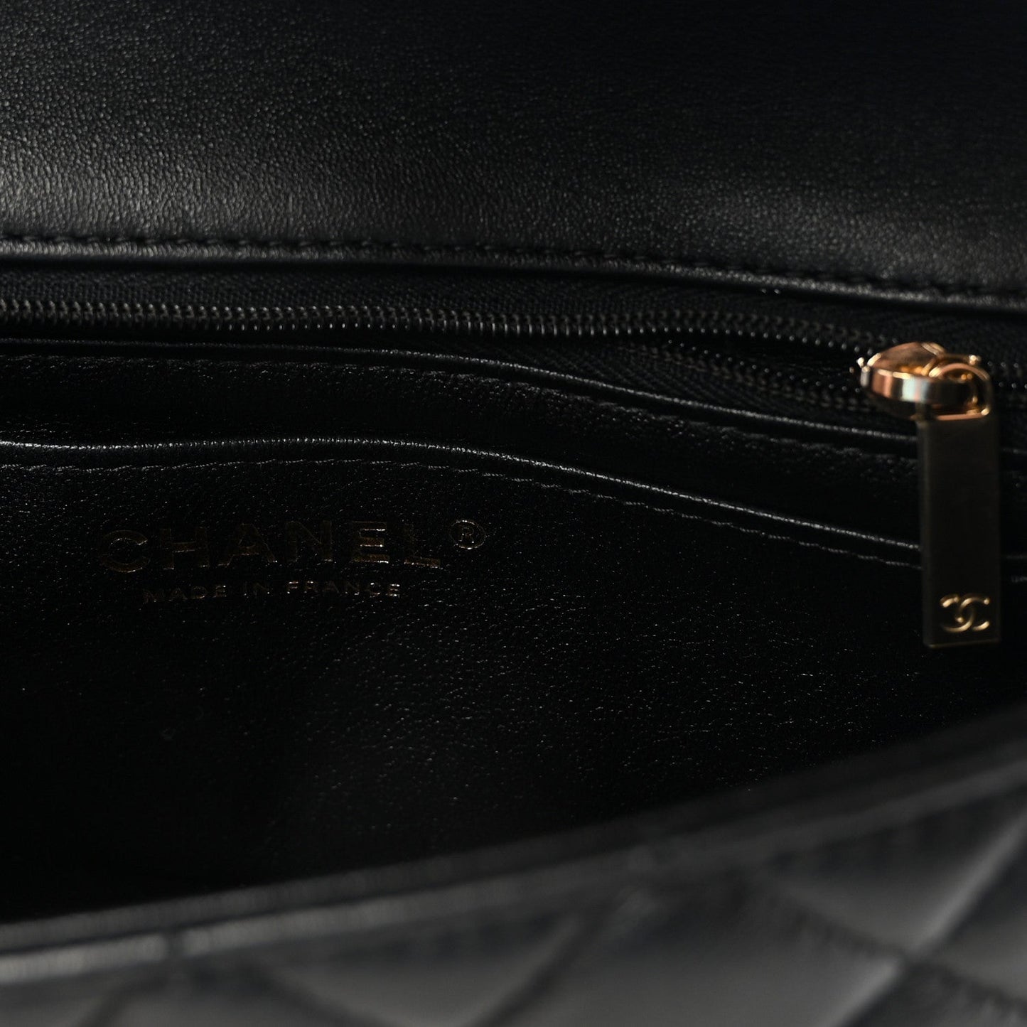 Lambskin Quilted Mini Rectangular Flap  Black